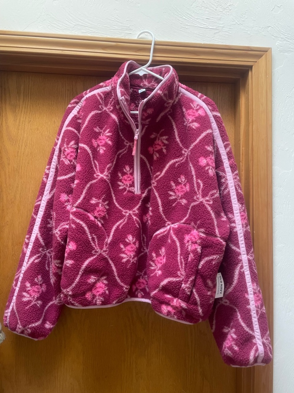 Old Navy pink Sherpa half zip 2x NWT